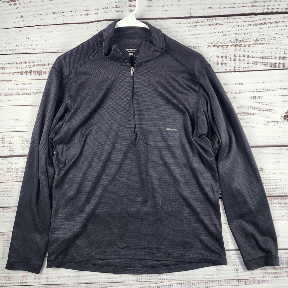 Vintage Patagonia Capilene 1/4 Zip Pullover Mens Medium Black Made in USA Hiking